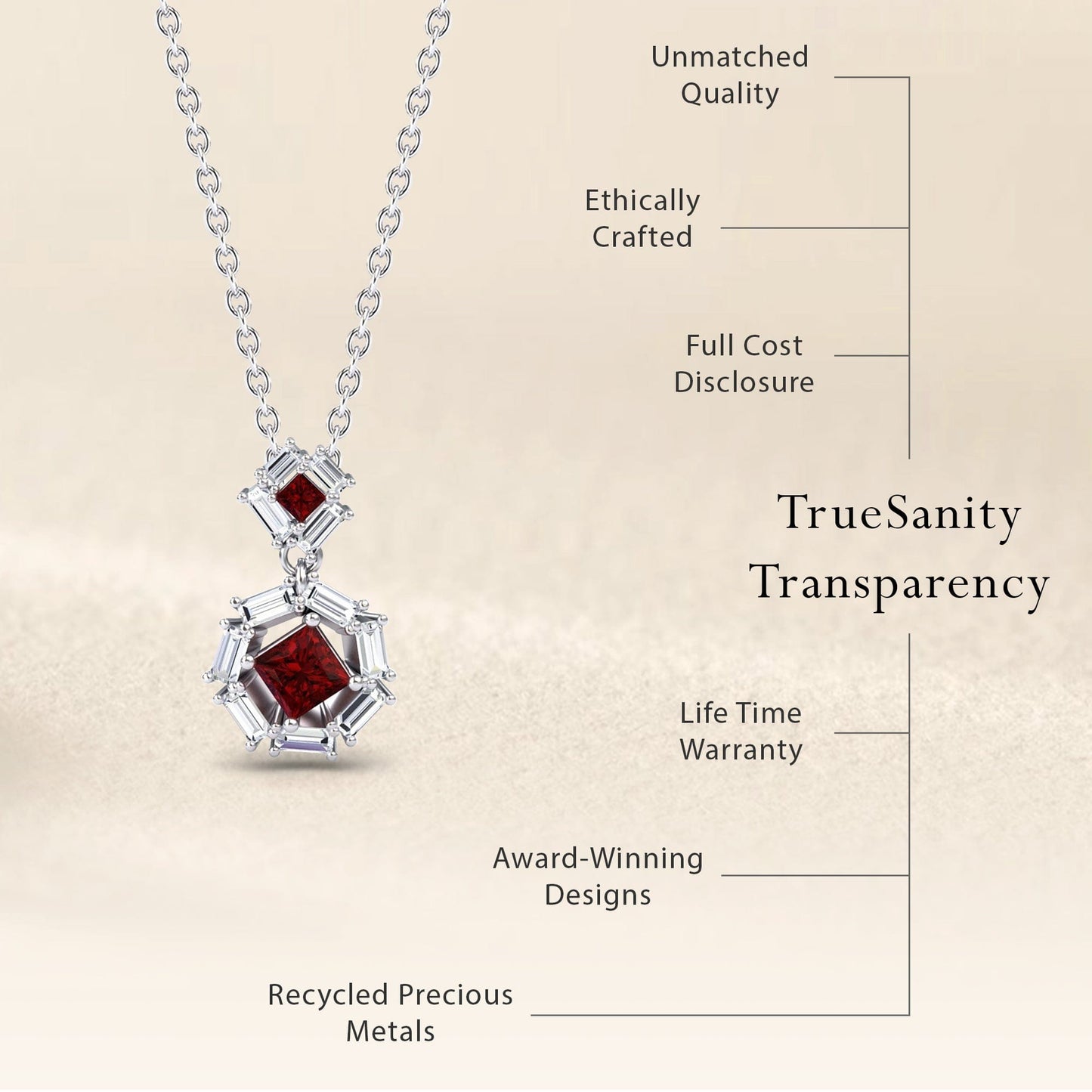 Ruby & Diamond Geometric Halo Necklace - Reema