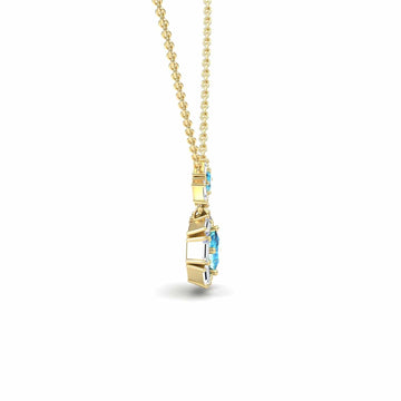 Swiss Blue Topaz & Diamond Geometric Halo Necklace - Reema