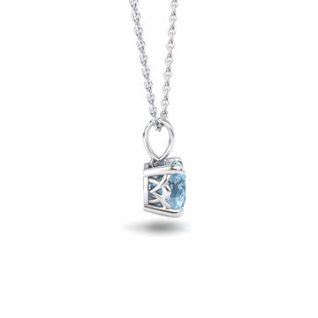 Aquamarine Solitaire Necklace - Aaradhya