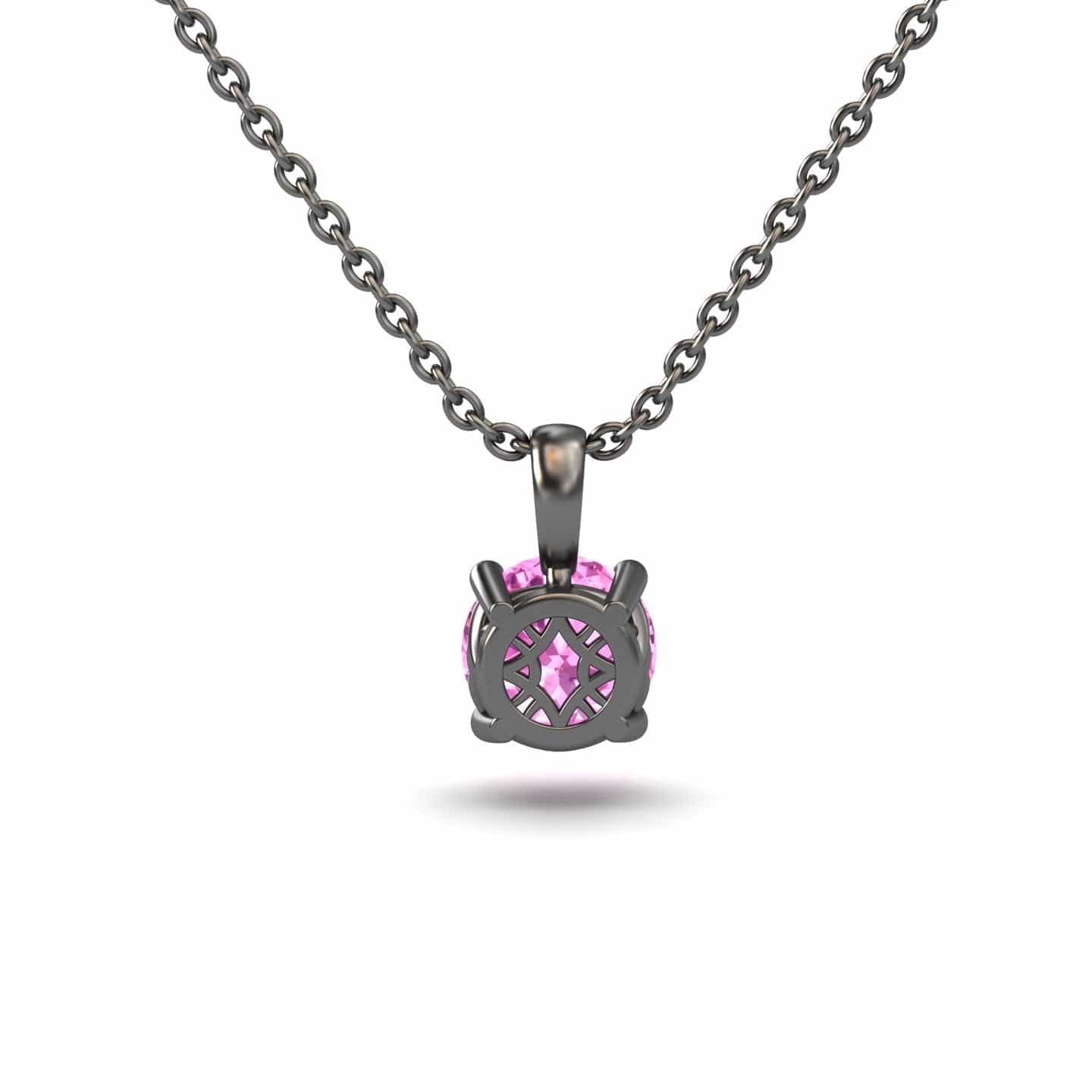 Lab Grown Pink Sapphire Solitaire Necklace - Aaradhya