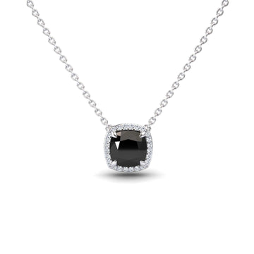 Black & White Diamond Halo Necklace - Yvonne