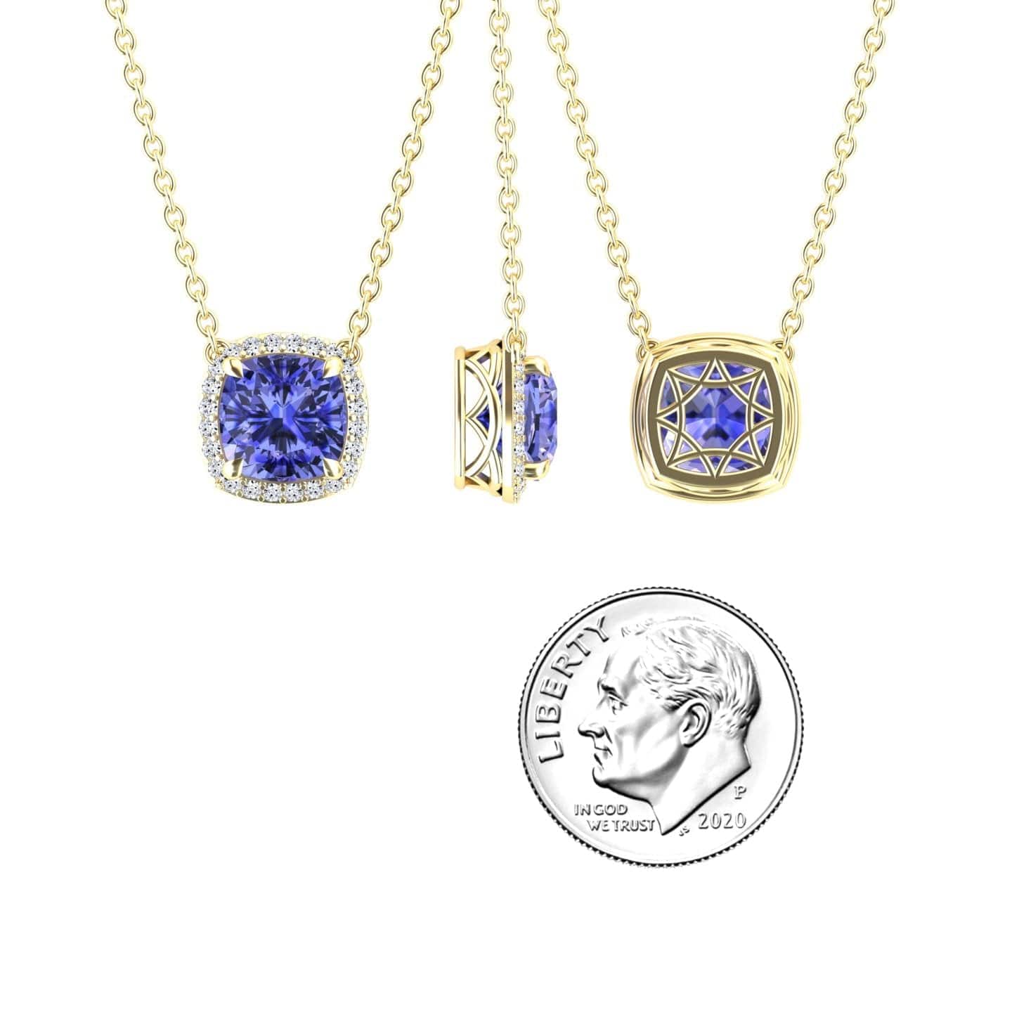 Tanzanite & Diamond Halo Necklace - Yvonne