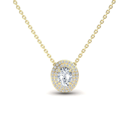 Lab Grown White Diamond Double Halo Necklace - Abril