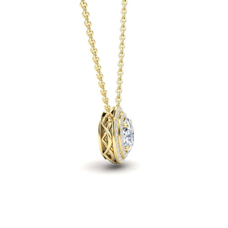 Lab Grown White Diamond Double Halo Necklace - Abril