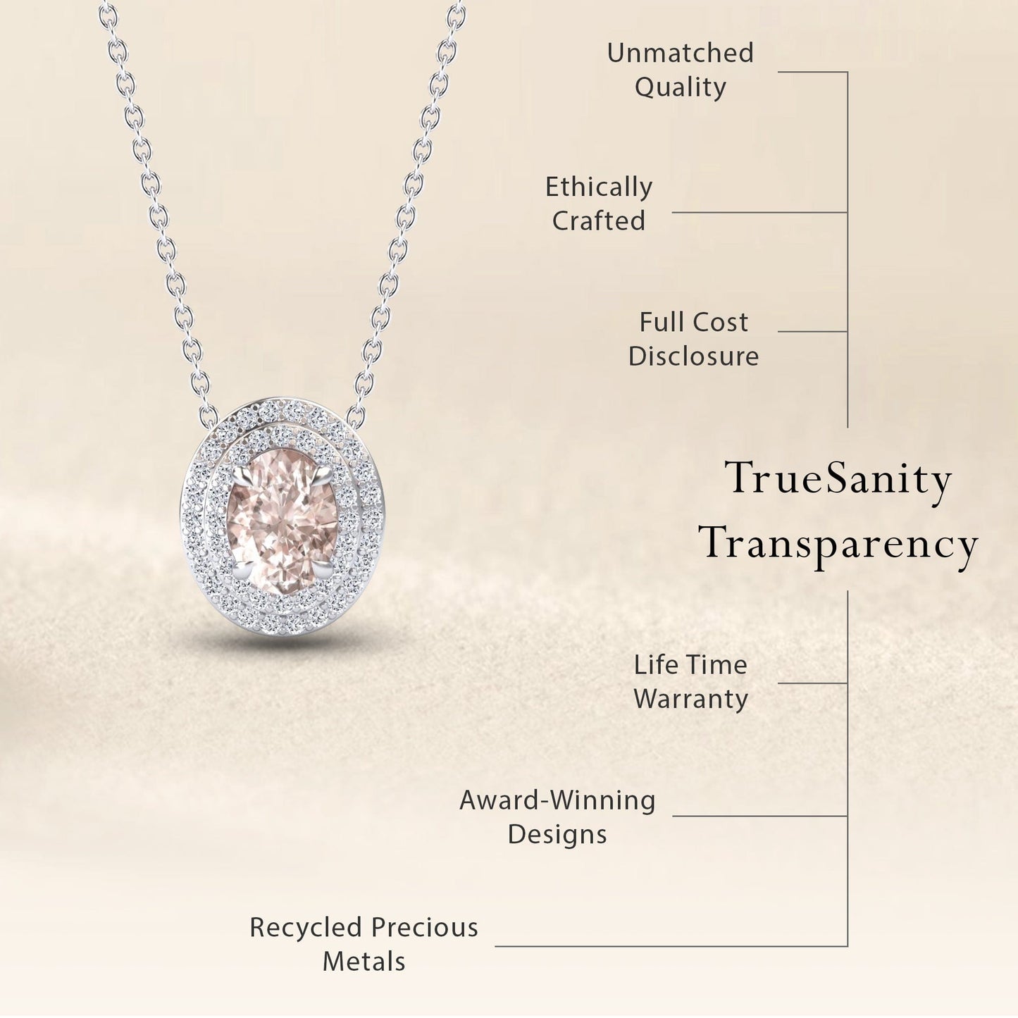 Morganite & Diamond Double Halo Necklace - Abril