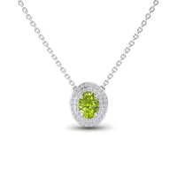 Peridot & Diamond Double Halo Necklace - Abril