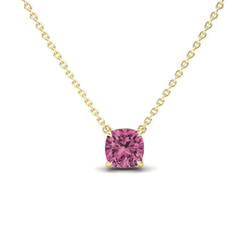 Pink Tourmaline Solitaire Necklace - Breanna