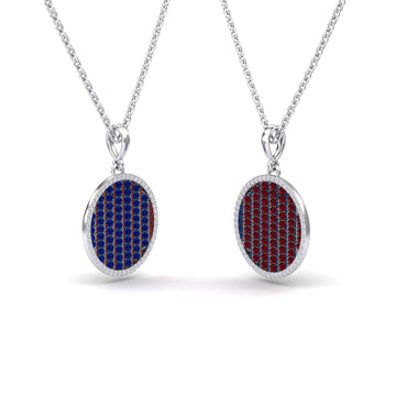 Blue Sapphire & Ruby Dual-Tone Necklace - Ciara
