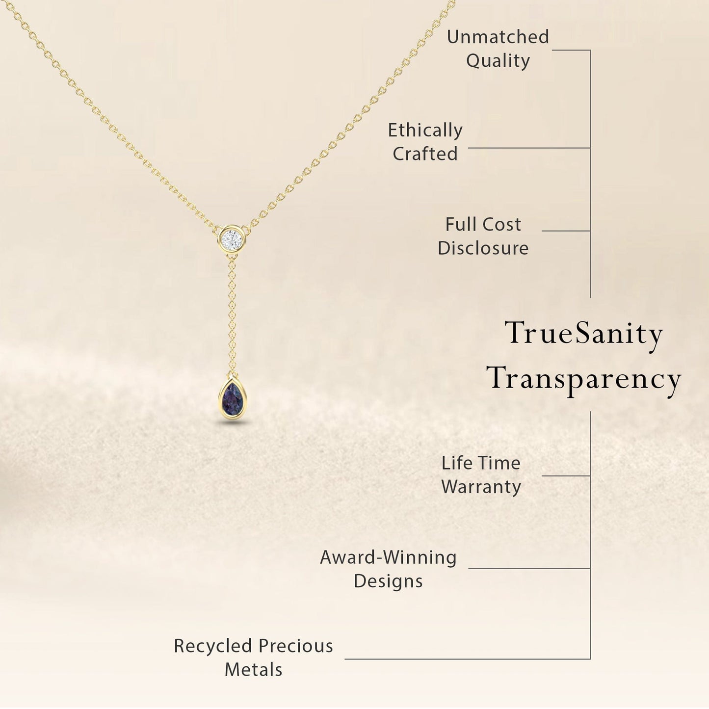 Lab Grown Alexandrite & Diamond Elegant Drop Necklace - Daniela