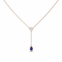 Blue Sapphire & Diamond Elegant Drop Necklace - Daniela