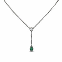 Emerald & Diamond Elegant Drop Necklace - Daniela