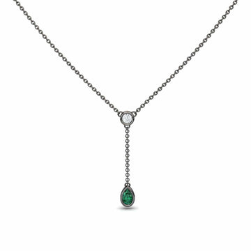 Emerald & Diamond Elegant Drop Necklace - Daniela