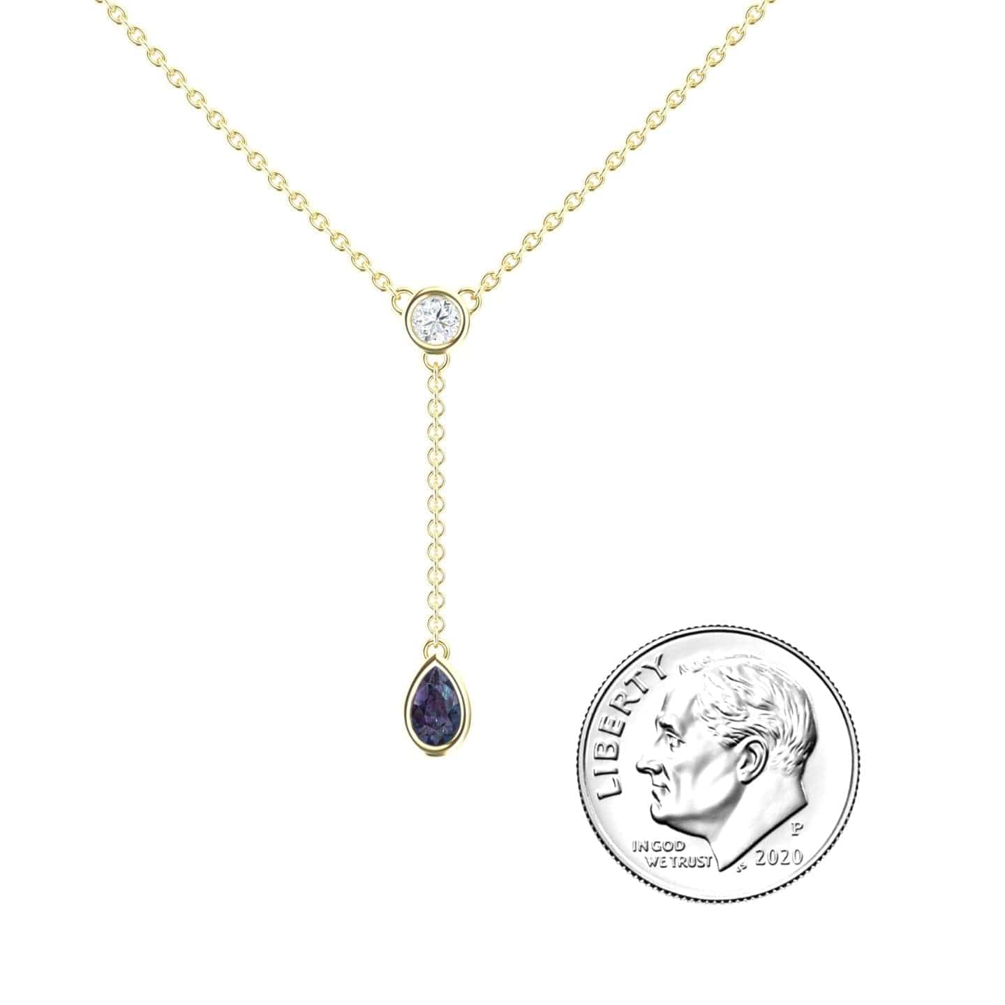 Lab Grown Alexandrite & Diamond Elegant Drop Necklace - Daniela