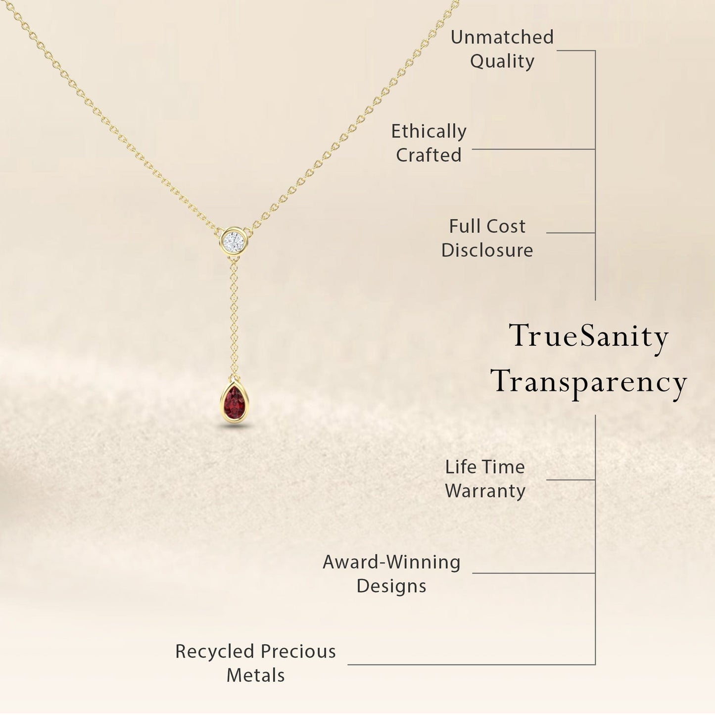 Ruby & Diamond Elegant Drop Necklace - Daniela