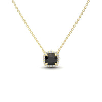 Black & White Diamond Halo Necklace - Eileen
