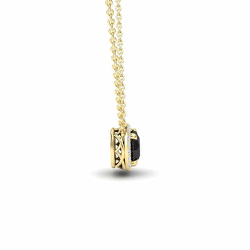 Black & White Diamond Halo Necklace - Eileen