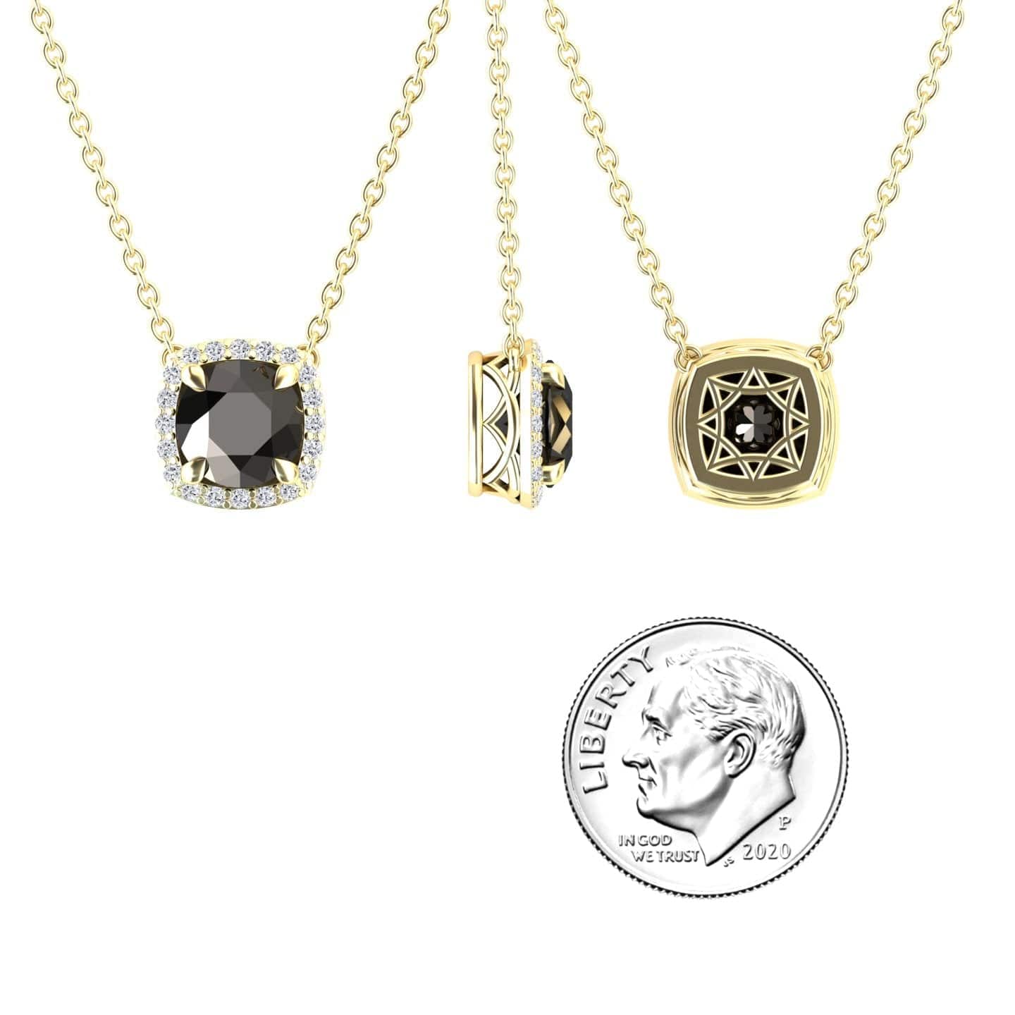 Black & White Diamond Halo Necklace - Eileen