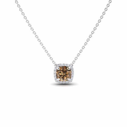 Brown & White Diamond Halo Necklace - Eileen