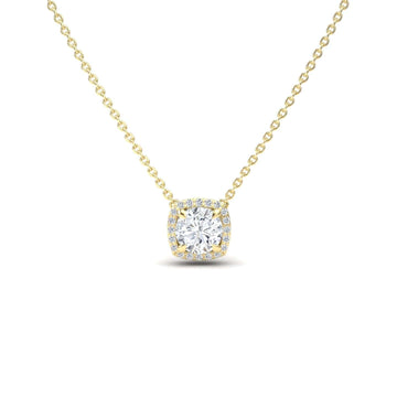 Lab Grown White Diamond Halo Necklace - Eileen