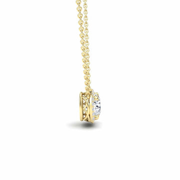 Lab Grown White Diamond Halo Necklace - Eileen