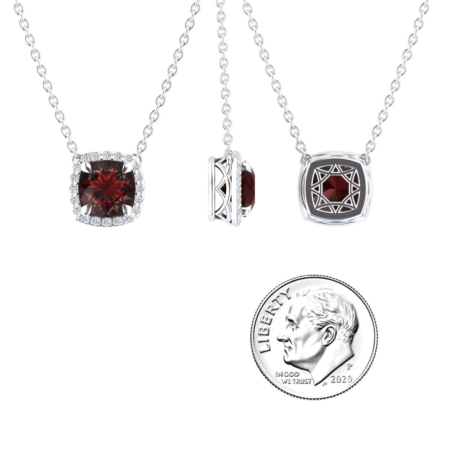 Garnet & Diamond Halo Necklace - Eileen