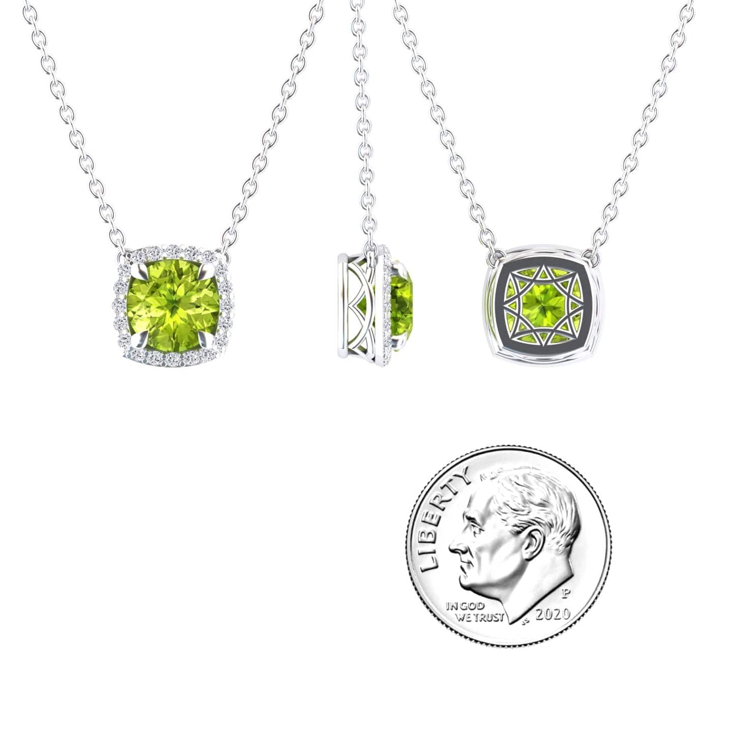 Peridot & Diamond Halo Necklace - Eileen