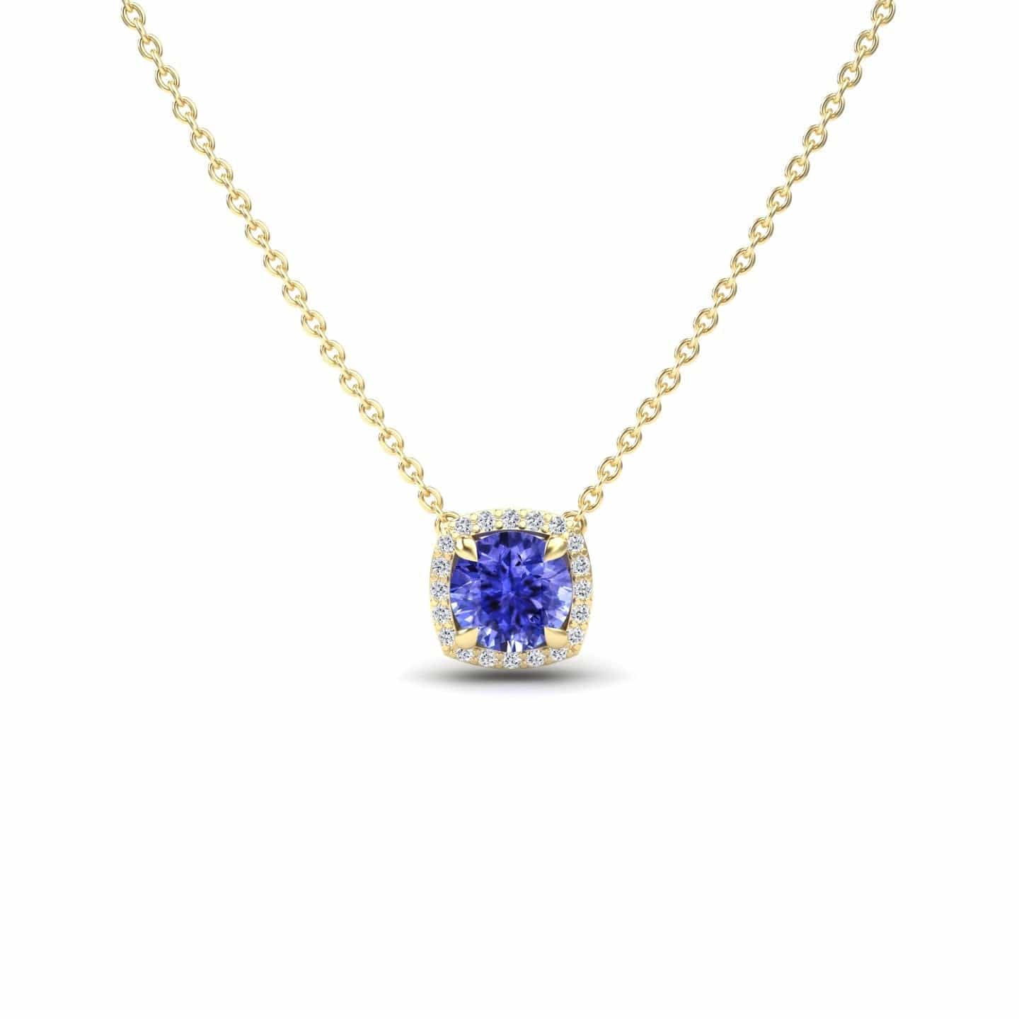 Tanzanite & Diamond Halo Necklace - Eileen