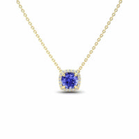 Tanzanite & Diamond Halo Necklace - Eileen