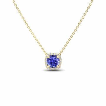 Tanzanite & Diamond Halo Necklace - Eileen