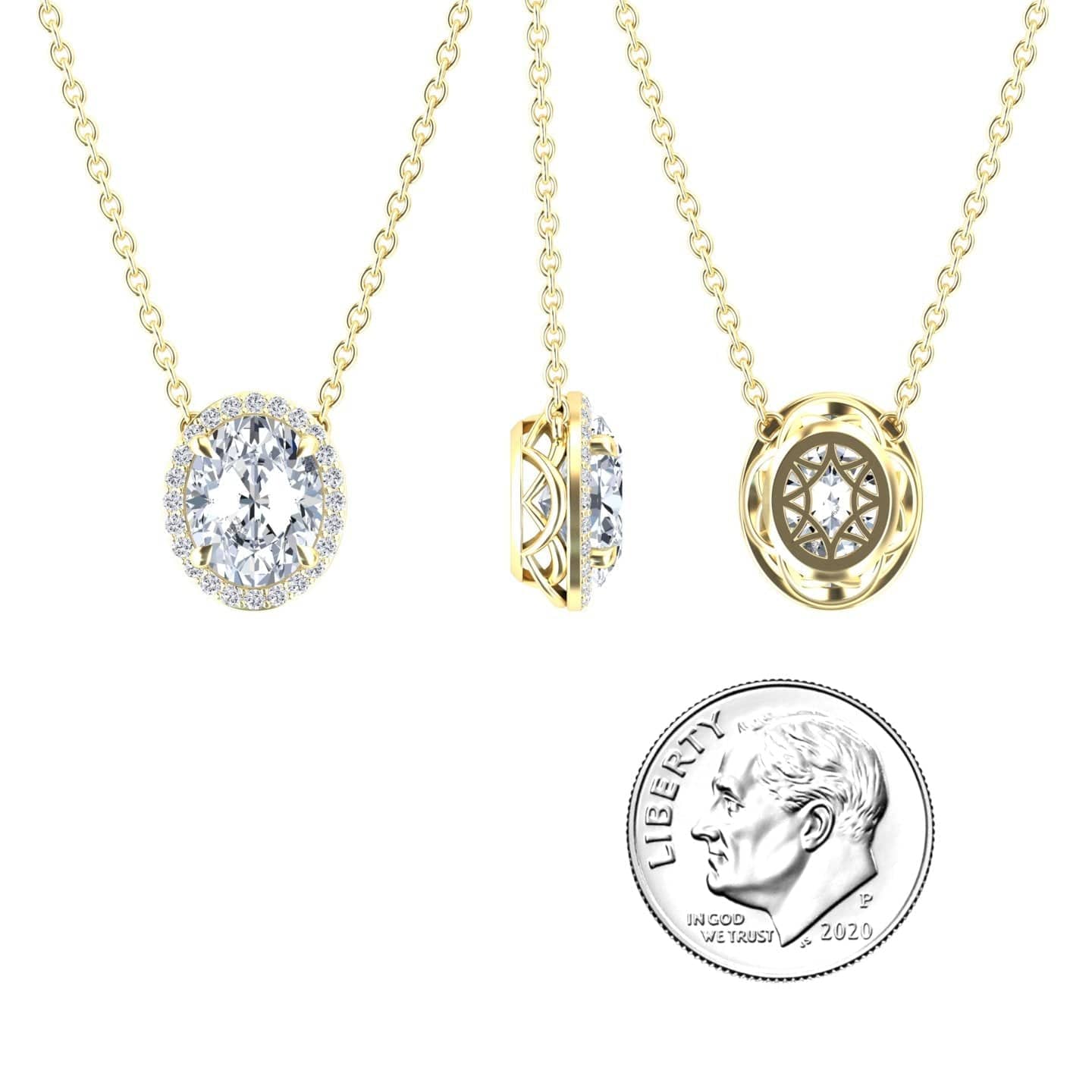 Moissanite & Diamond Halo Necklace - Fabiola