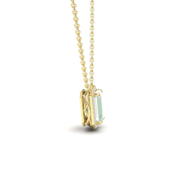 Green Amethyst & Diamond Halo Necklace - Hilary