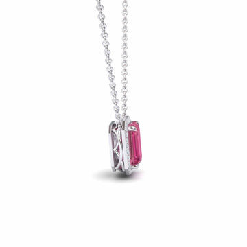 Pink Tourmaline & Diamond Halo Necklace - Hilary