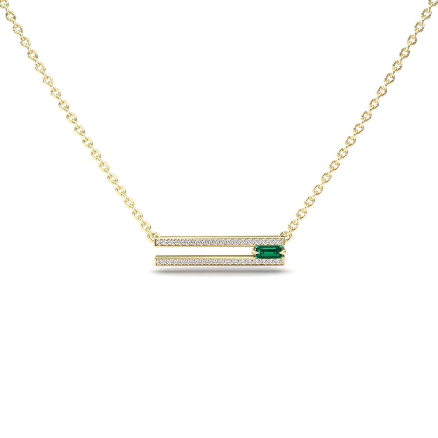 Emerald & Diamond Bar Necklace - Beatriz