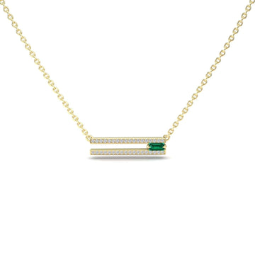 Emerald & Diamond Bar Necklace - Beatriz