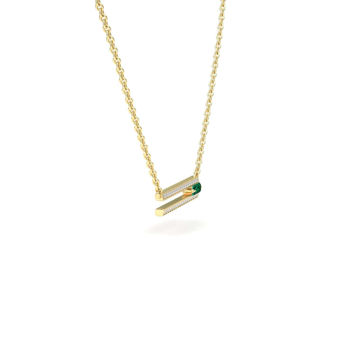Emerald & Diamond Bar Necklace - Beatriz