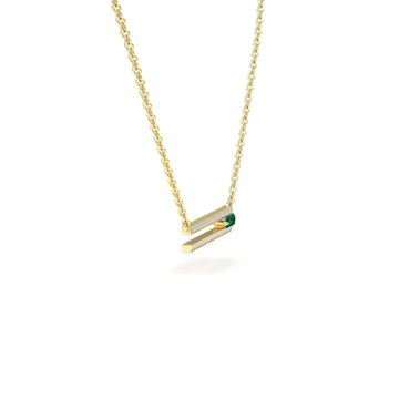 Emerald & Diamond Bar Necklace - Beatriz