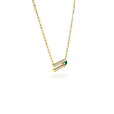 Emerald & Diamond Bar Necklace - Beatriz