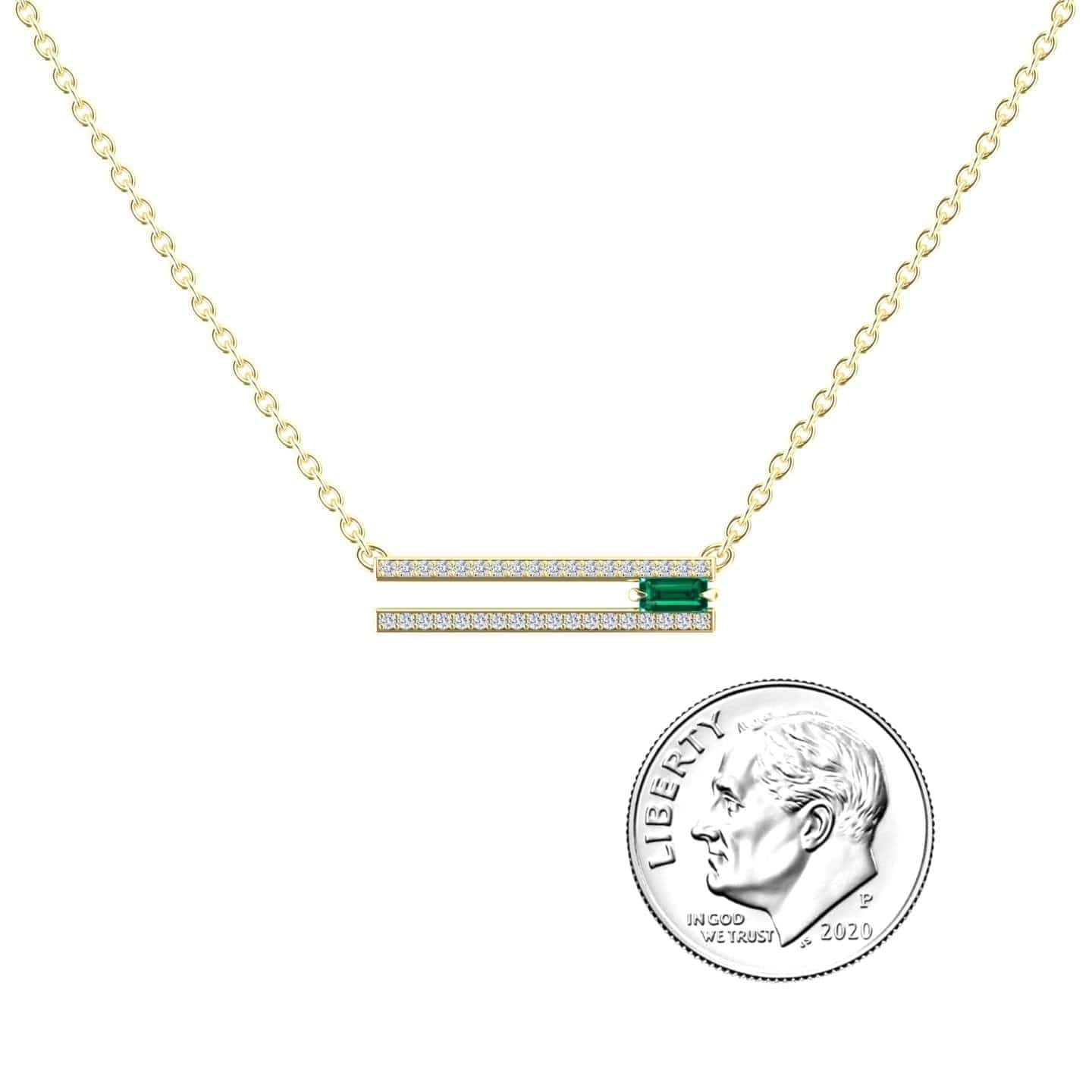 Emerald & Diamond Bar Necklace - Beatriz