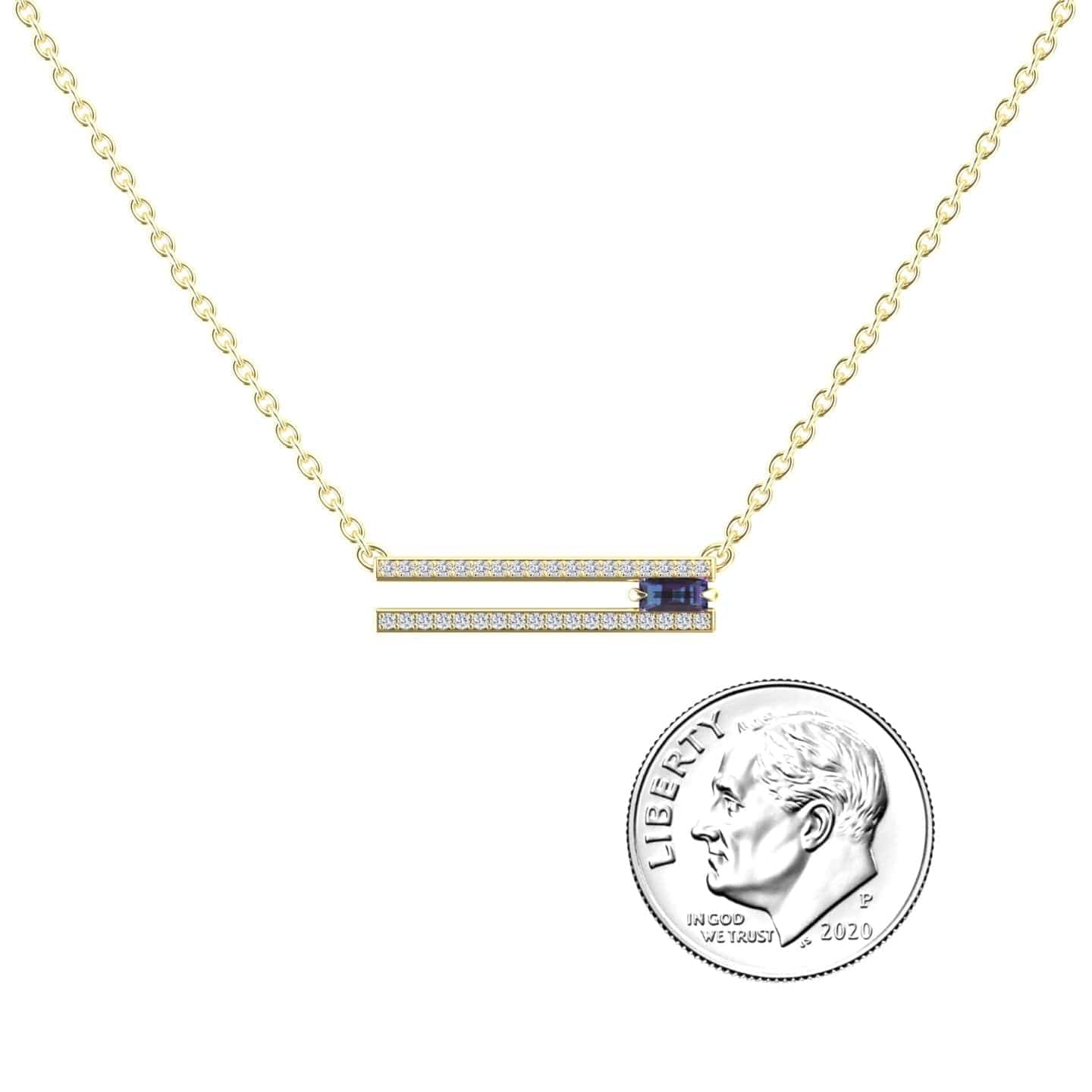 Lab Grown Alexandrite & Diamond Bar Necklace - Beatriz