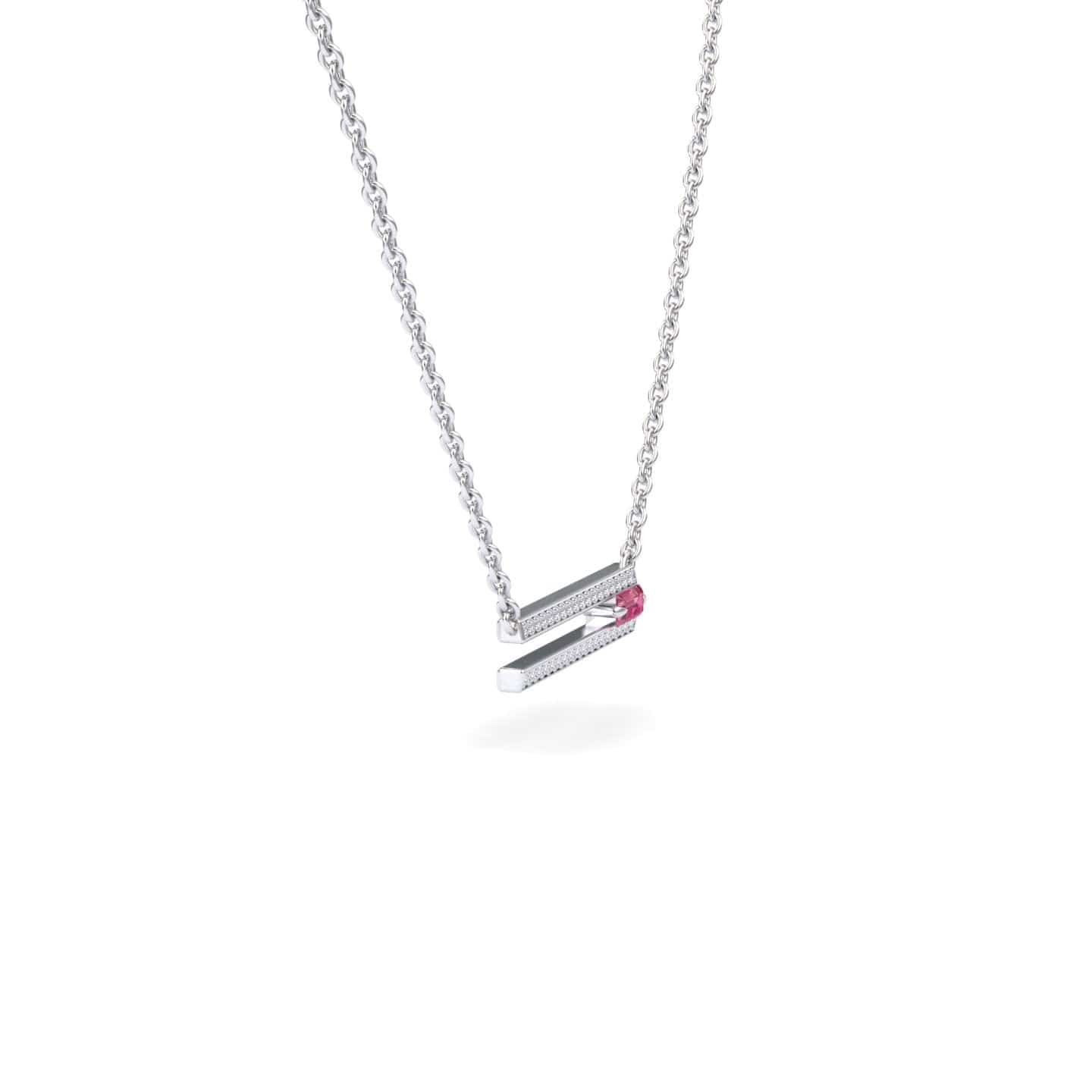 Pink Tourmaline & Diamond Bar Necklace - Beatriz