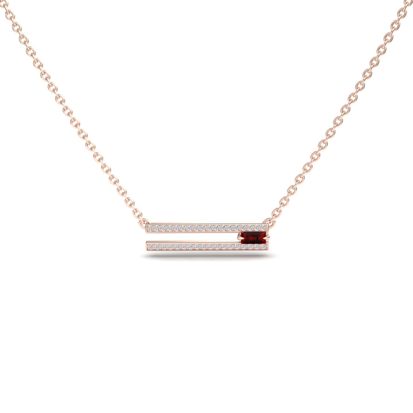 Ruby & Diamond Bar Necklace - Beatriz