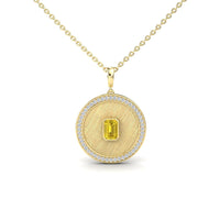 Yellow Sapphire & Diamond Textured Medallion Necklace - Jasmine
