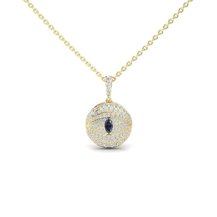 Lab Grown Alexandrite & Diamond Evil Eye Medallion Necklace - Kaitlyn