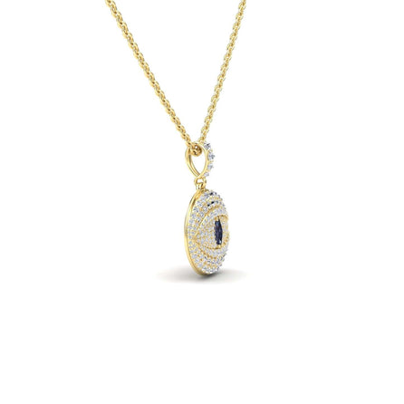 Lab Grown Alexandrite & Diamond Evil Eye Medallion Necklace - Kaitlyn