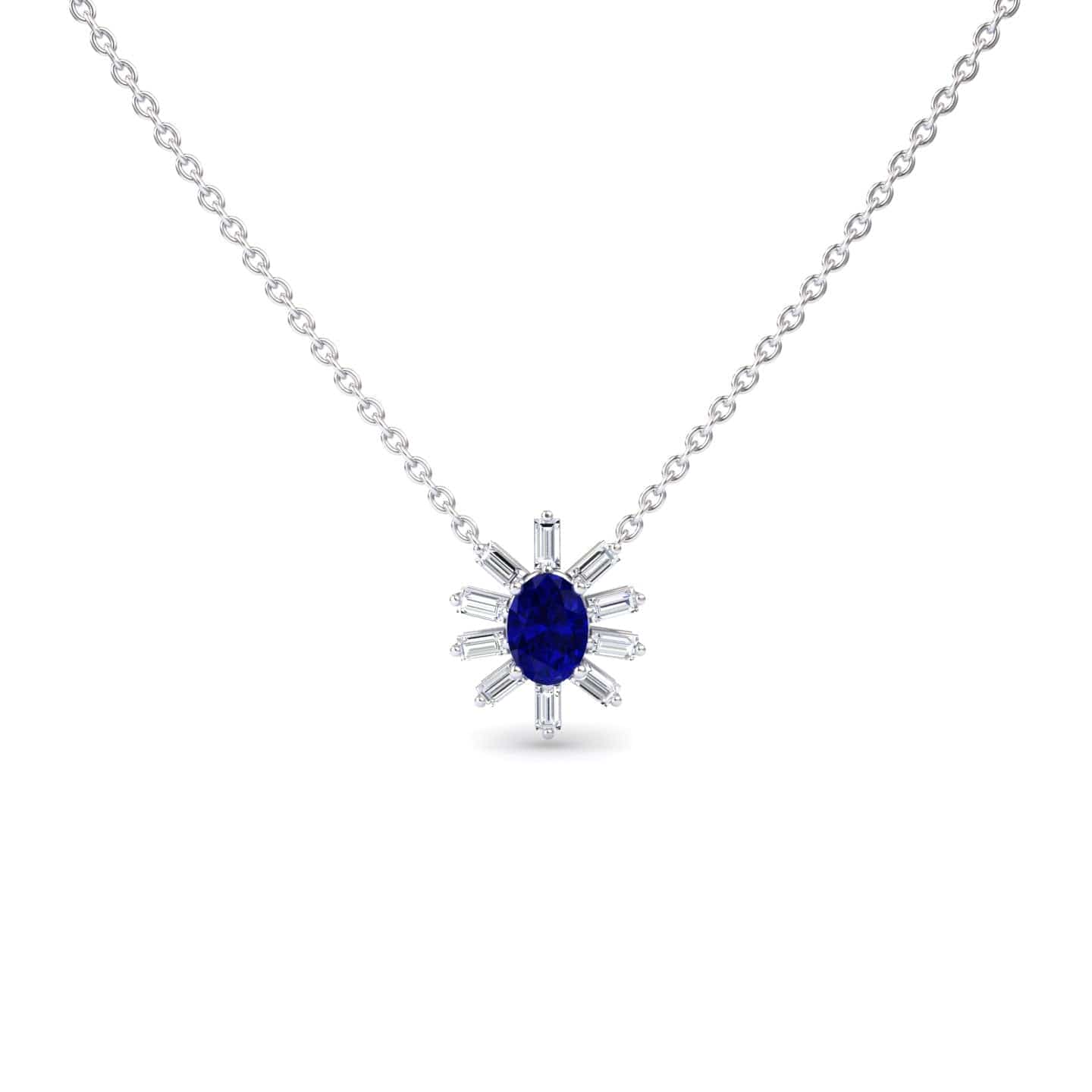 Blue Sapphire & Diamond Starburst Necklace - Laura
