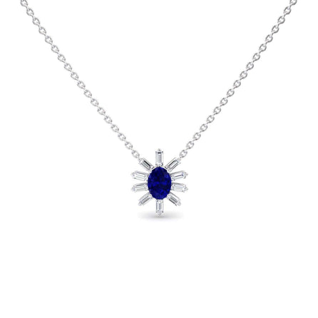 Blue Sapphire & Diamond Starburst Necklace - Laura
