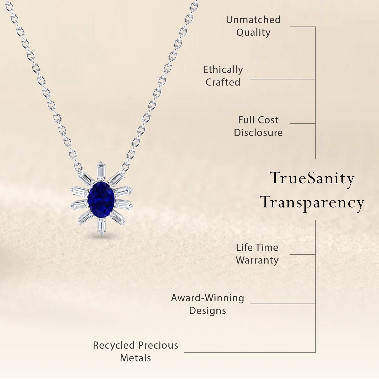 Blue Sapphire & Diamond Starburst Necklace - Laura