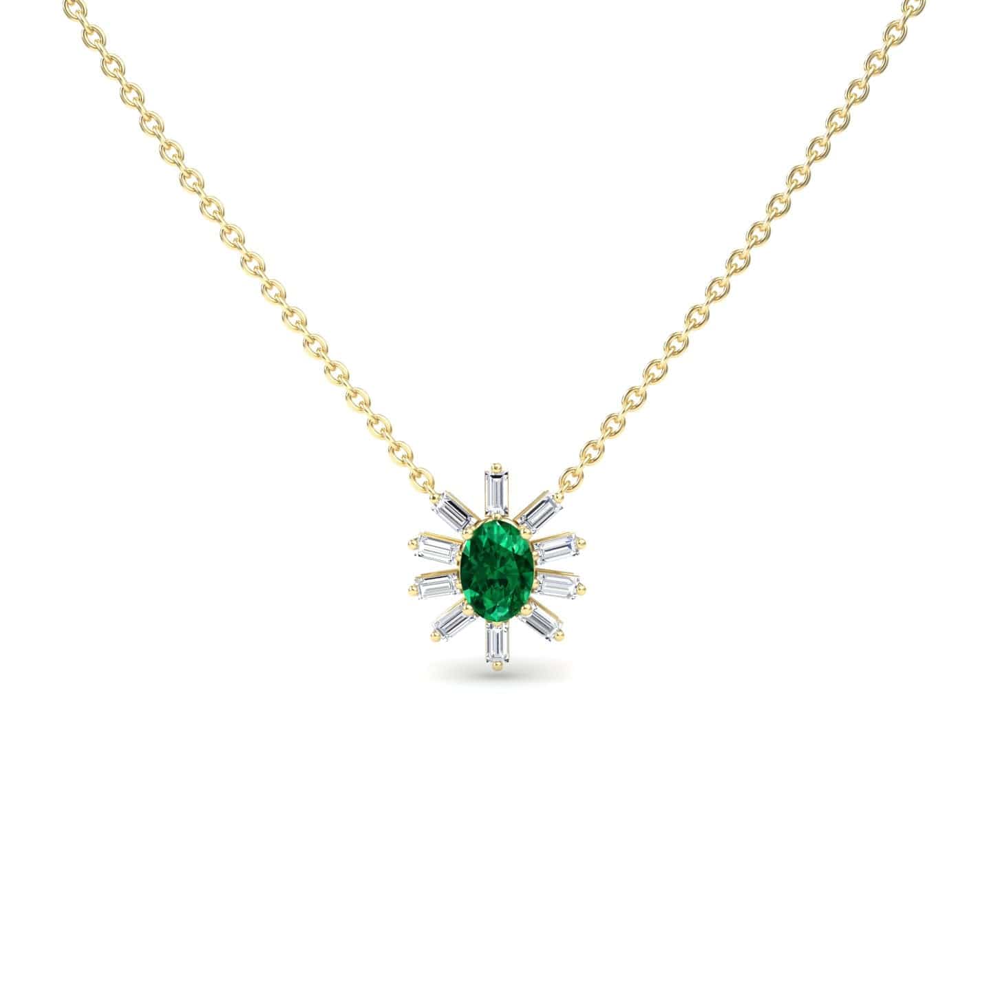 Emerald & Diamond Starburst Necklace - Laura