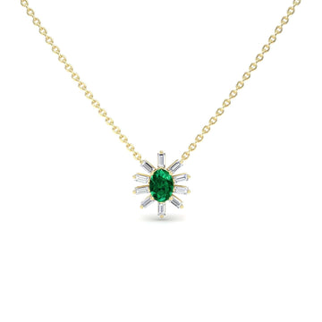 Emerald & Diamond Starburst Necklace - Laura