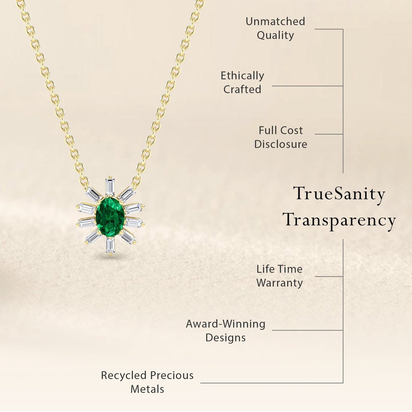 Emerald & Diamond Starburst Necklace - Laura